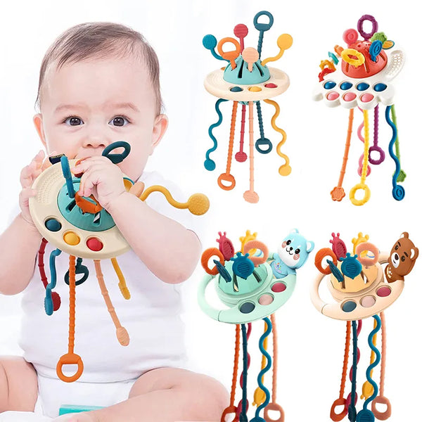 Baby Montessori UFO Silicone Pulling Toy